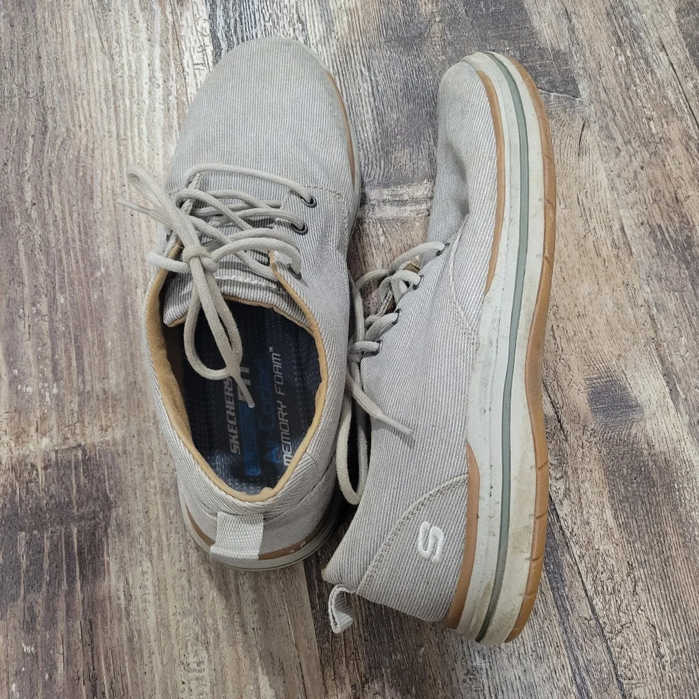 Skechers | Taupe Canvas Air-Cooled Memory Foam Preppy Classic Sneakers - Picture 4 of 5